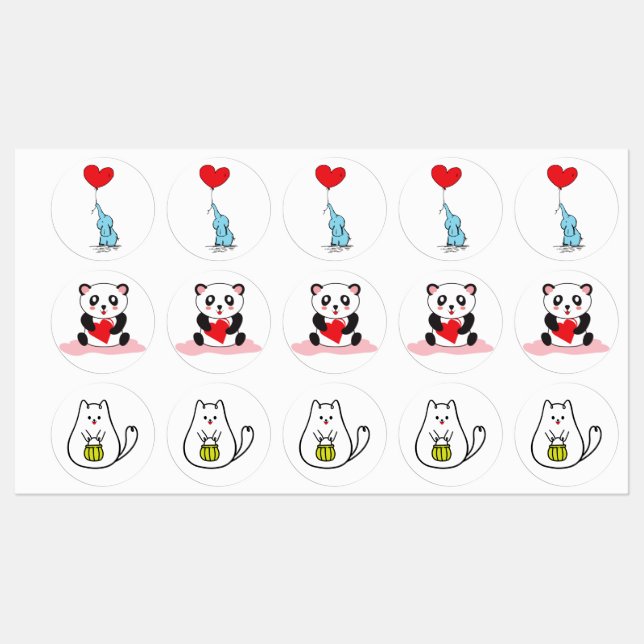 Barns söta tecknad- och etiketter (Ark)