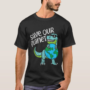 Barns Spara Vår planet Trex Earth Cute Dinosaur Bo T Shirt