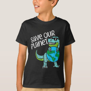 Barns Spara Vår planet Trex Earth Cute Dinosaur Bo T Shirt