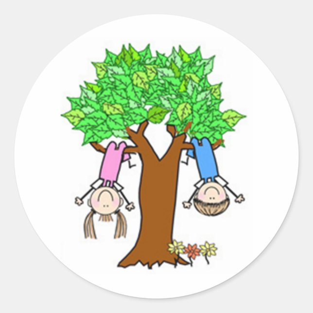 Barns spelar Stick figurer Runt Klistermärke (Framsida)