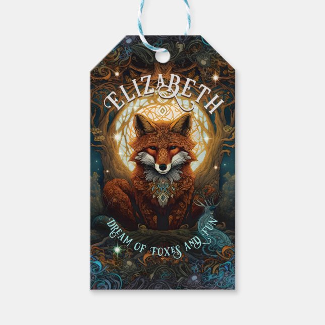 Barns Storybook Celtic Inspired AI Fox Presentetikett (Framsidan)