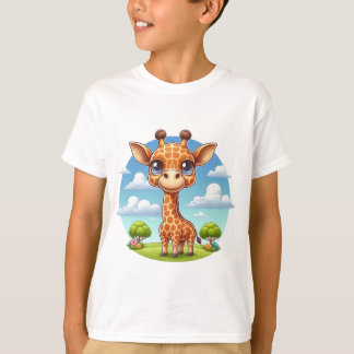 Barns T-shirt med Cute Giraffe Illustration