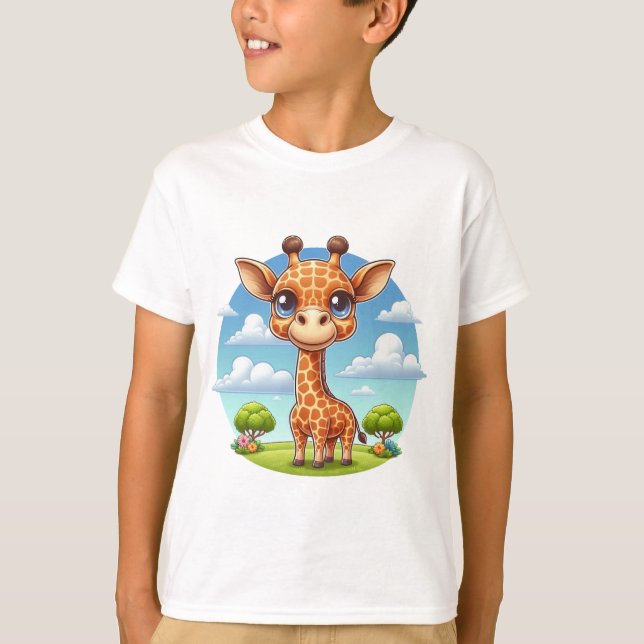 Barns T-shirt med Cute Giraffe Illustration (Framsida)