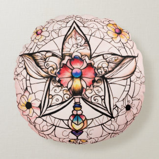 Barns Tattokonst med Clean Linjer Rund Kudde