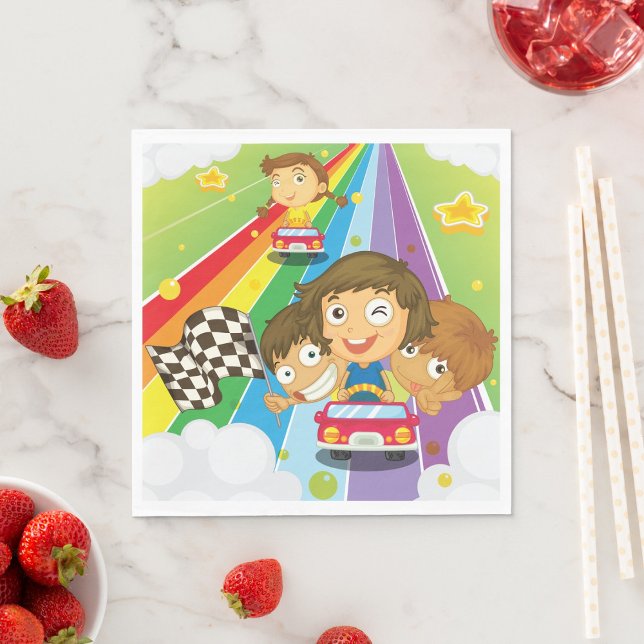 Barns Tävla på en regnbåge Pappersservett (Skapare uppladdad)