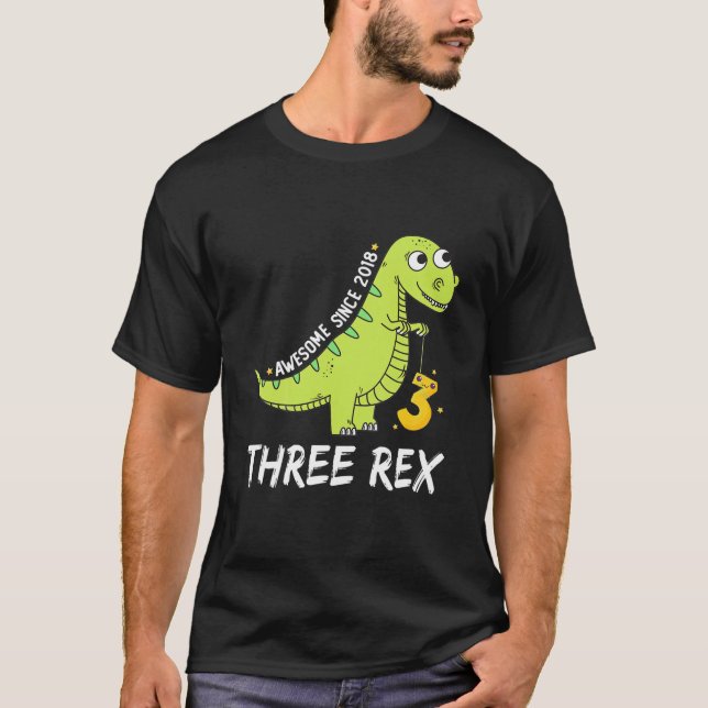 Barns tre Rex Födelsedagsfest Dekoration Girl Boy  T Shirt (Framsida)