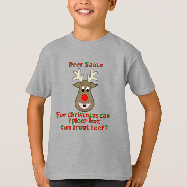 Barns Ugly jul Missing Teeth Reindeer T Shirt (Framsida)
