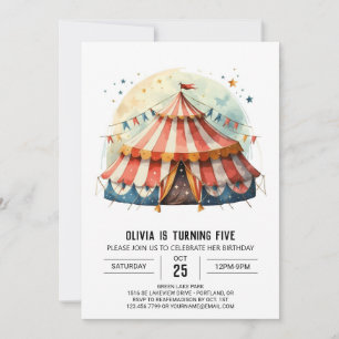 Barns utskrivbara festival Circus Birthday Inbjudningar
