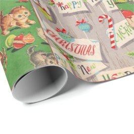 Barns vintagehelgdag som slår in papper collage presentpapper