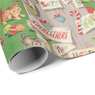 Barns vintagehelgdag som slår in papper collage presentpapper