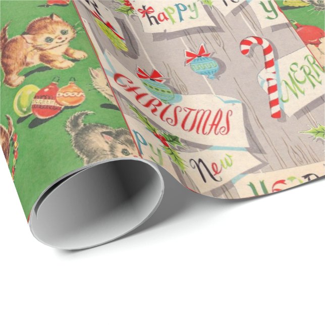 Barns vintagehelgdag som slår in papper collage presentpapper (Rullad Hörn)