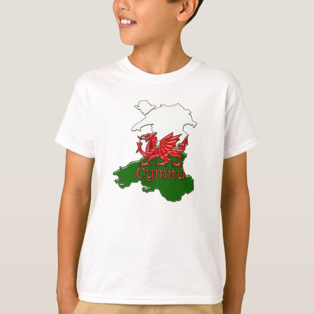 Barns walesisk drakeTShirt Wales Cymru T Shirt (Framsida)