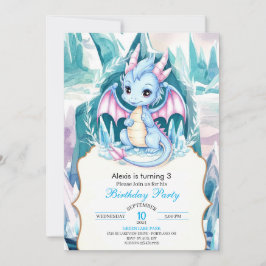 Barns Whimsical Dragon Birthday Inbjudningar