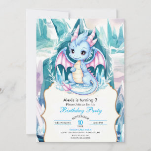 Barns Whimsical Dragon Birthday Inbjudningar