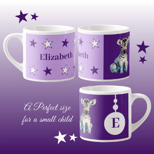 Barns zebra mugg personlig namn lila espressomugg
