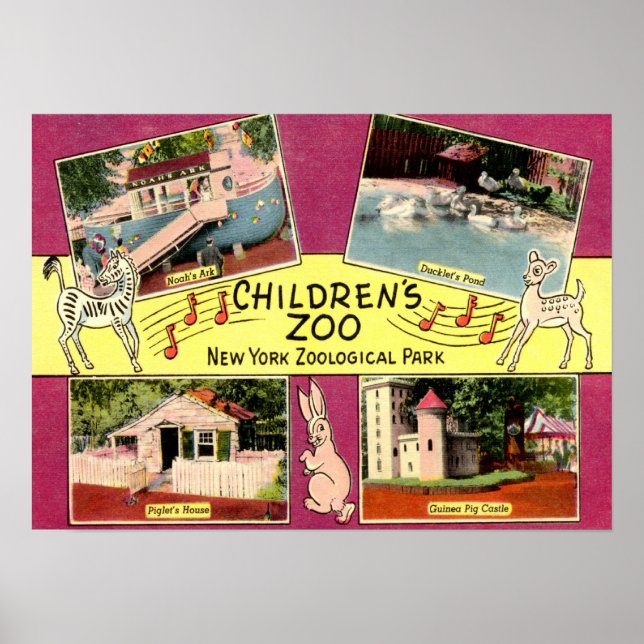 Barns zoo, Bronx Zoo, NY-Vintage Poster (Framsidan)