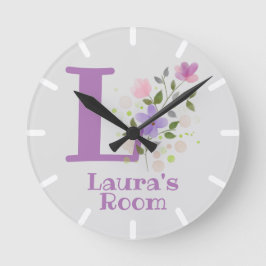 Barnsängklocka med Namn & initial Rund Klocka