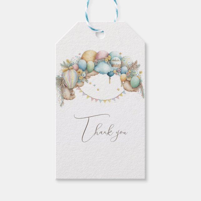 Barnshämmare med vattenfärgskrapa med Luft Ballon Presentetikett (Framsidan)