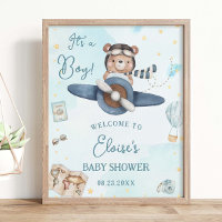 Barnshuggare för äventyr Cute Bear Blue Flygplan B