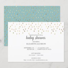 Barnshuggare för elegant Baby blue och Guld Inbjudningar