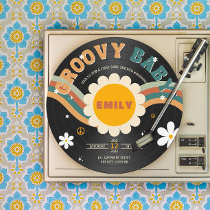 Barnshuggare för Groovy Baby Retro Vinyl Record Inbjudningar