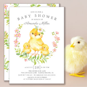 Barnshuggare för Mamma & Baby Chick Twillingar Inbjudningar