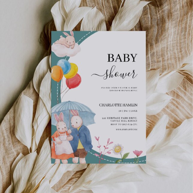 Barnshuggare för skadliga djur inbjudningar (Adorable Animals Baby Shower Invitation)