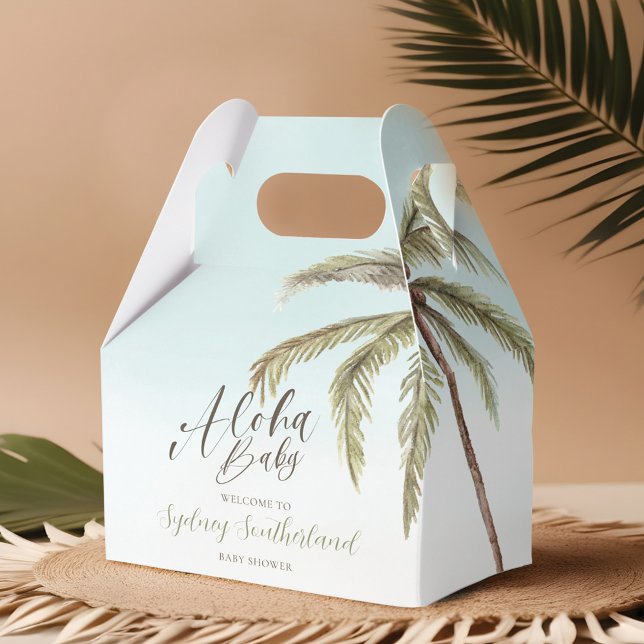 Barnshuggare för tropisk vattenfärg i Handflatan T Presentaskar (Tropical Watercolor Palm Trees Baby Shower Favor Box)
