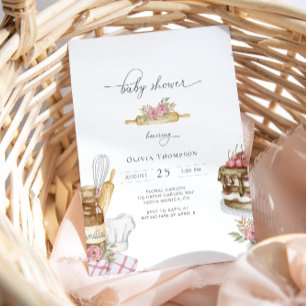 Barnshuggare för vattenfärgning Baking Girl Baby S Inbjudningar