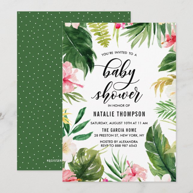 Barnshuggare för vattentorkare med tropisk Blommig Inbjudningar (Fram/baksida)