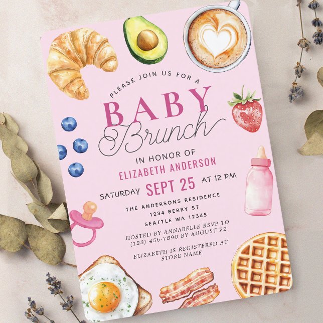 Barnshuggare för Watercolor Baby Brunch Girl Inbjudningar (Skapare uppladdad)