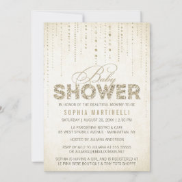 Barnshuggare i Antique Guld Glitter Inbjudningar