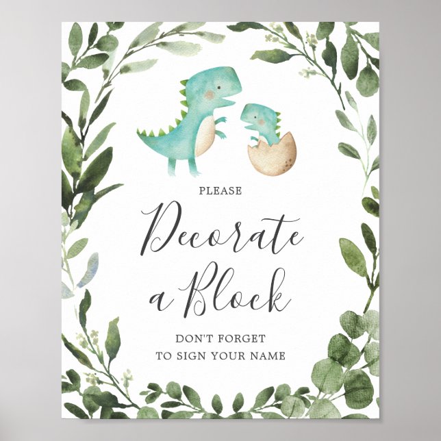Barnshuggare i Baby Dinosaur Decorerar ett blockte Poster (Framsidan)