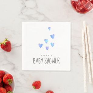 Barnshuggare i vattenfärgen Hearts Boy Shower Nap Pappersservett