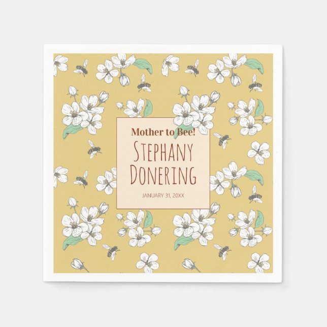 Barnshuggare mellan mor och bin Guld Pappersservett (Framsidan)