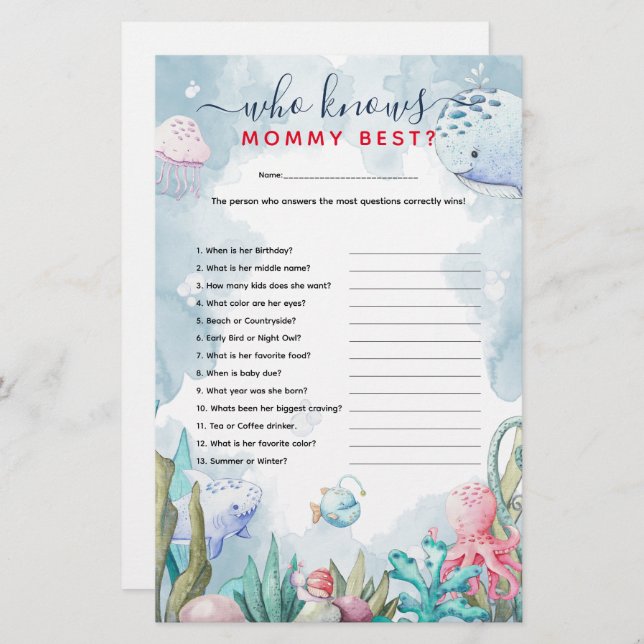 Barnshuggare under havet "Vem känner Mamma bäst" (Fram/baksida)