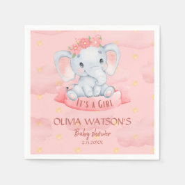 Barnshuggning av elefant i blommigten Vatercolor R Pappersservett