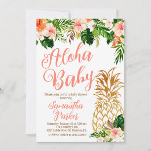 Barnshusare för Aloha Pineapple-Blommigt Inbjudningar