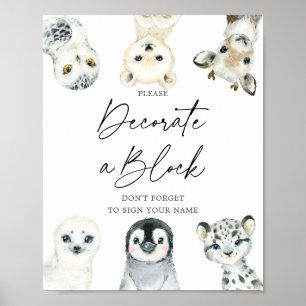 Barnshusare för arktiska djur dekorera ett blockte poster