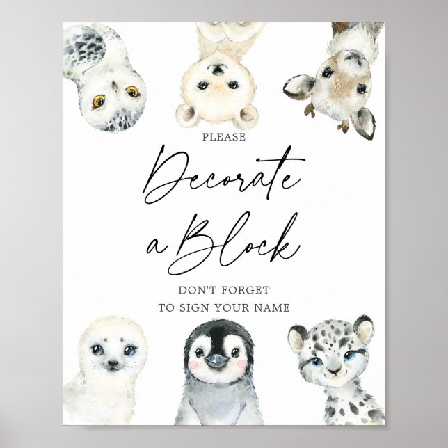 Barnshusare för arktiska djur dekorera ett blockte poster (Framsidan)