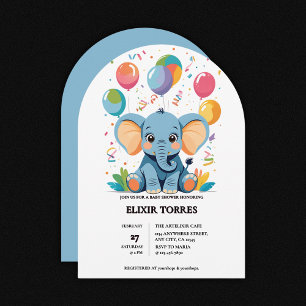 Barnshusare för Baby Elephant Balloons Inbjudningar