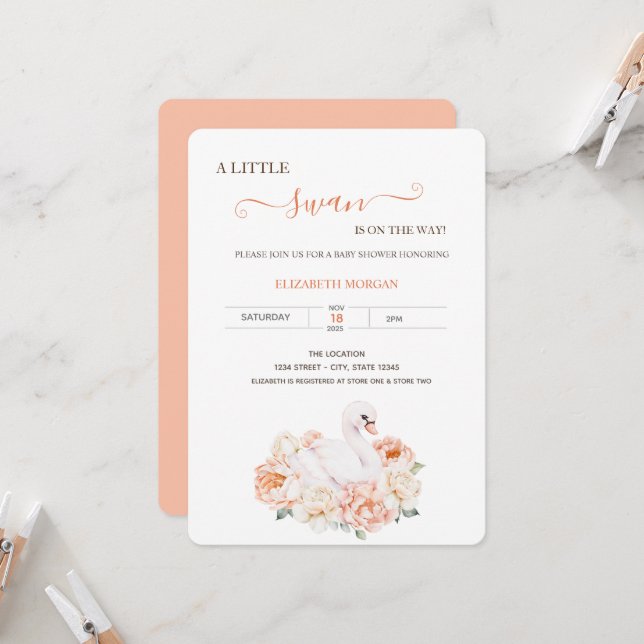 Barnshusare för Baby Svan Ro Inbjudningar (Fram/Back In Situ)