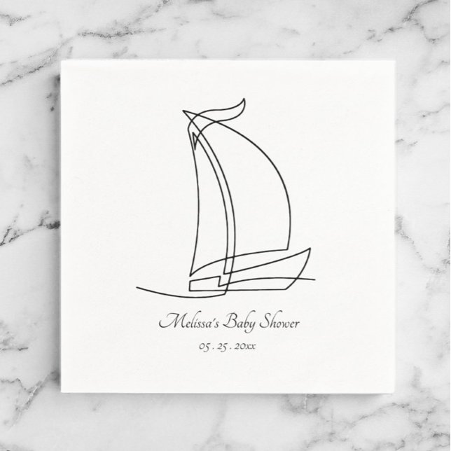 Barnshusare för segelbåtsbuss, tema, napkin pappersservett (Sailboat Baby Shower Napkin)