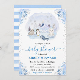 Barnshusare för vattenfärgsvinterarktiska djur inbjudningar