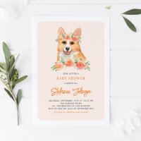 Barnshusare för Watercolor Corgi Peach Blommigts