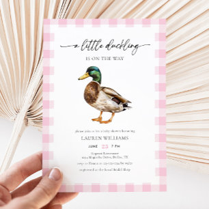 Barnshusare för Watercolor Rosa Girl Mallard Anka Inbjudningar
