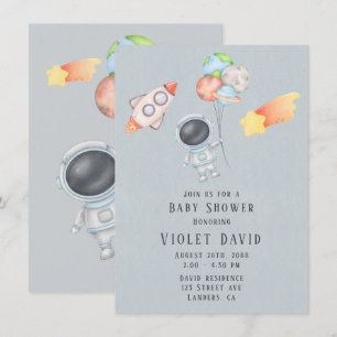 Barnshusare för Watercolor Rymden Astronaut Boy Sh Inbjudningar