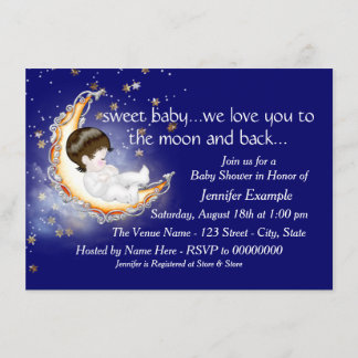 Barnshuset Måne och Back Baby Shower Inbjudningar