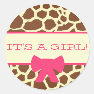 Barnskårens etikett - Giraffe Print and Rosa