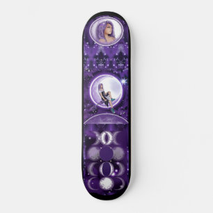 Barnskateboard lila måne mini skateboard bräda 18,5 cm